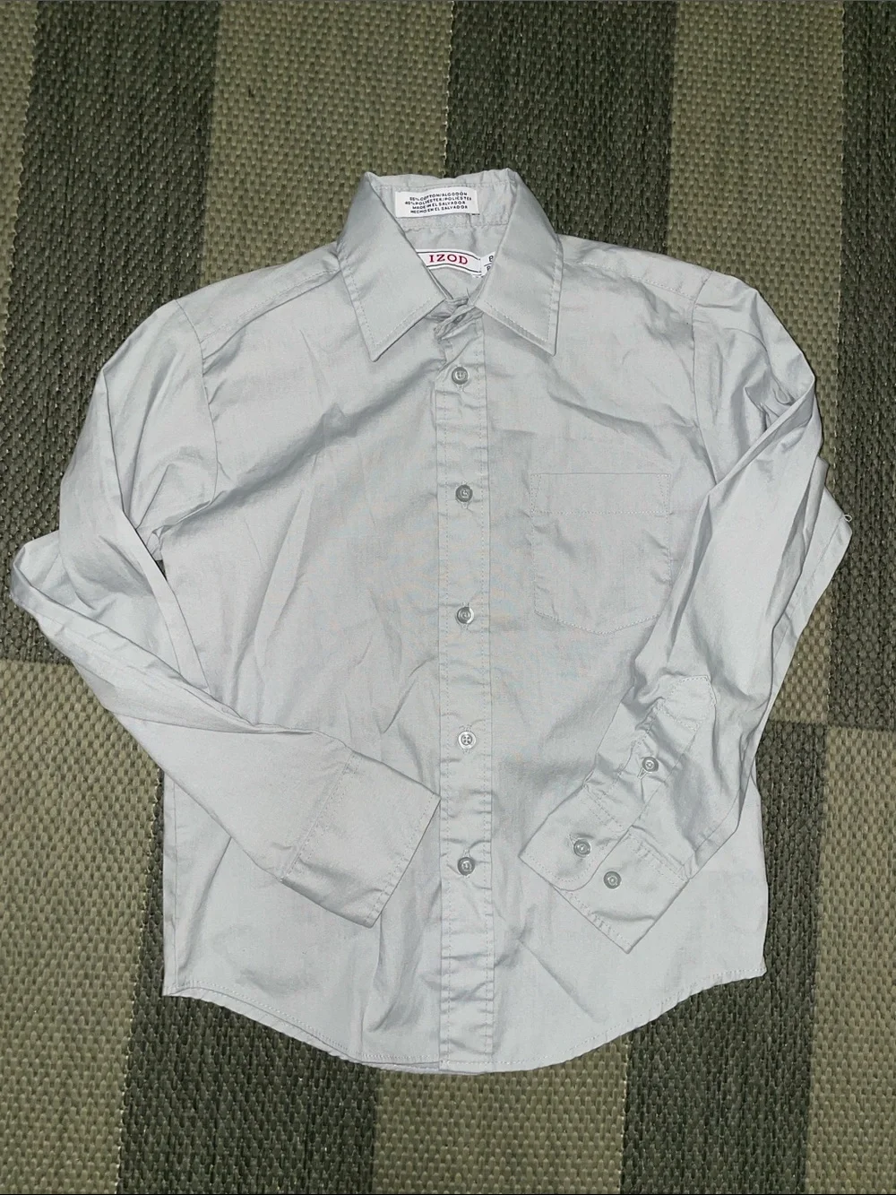 Izod Light Gray Button-Down Long Sleeve Shirt